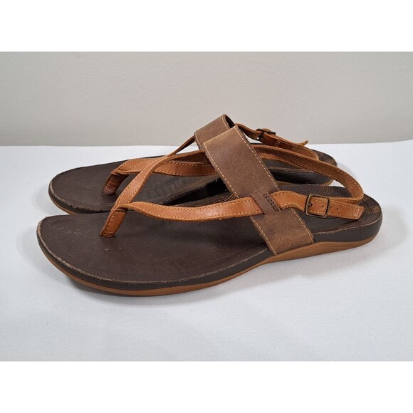 Women’s Bronze Brown Leather Chaco Sandals Strappy Size 10 Boho Hippie Festival - Picture 1 of 12